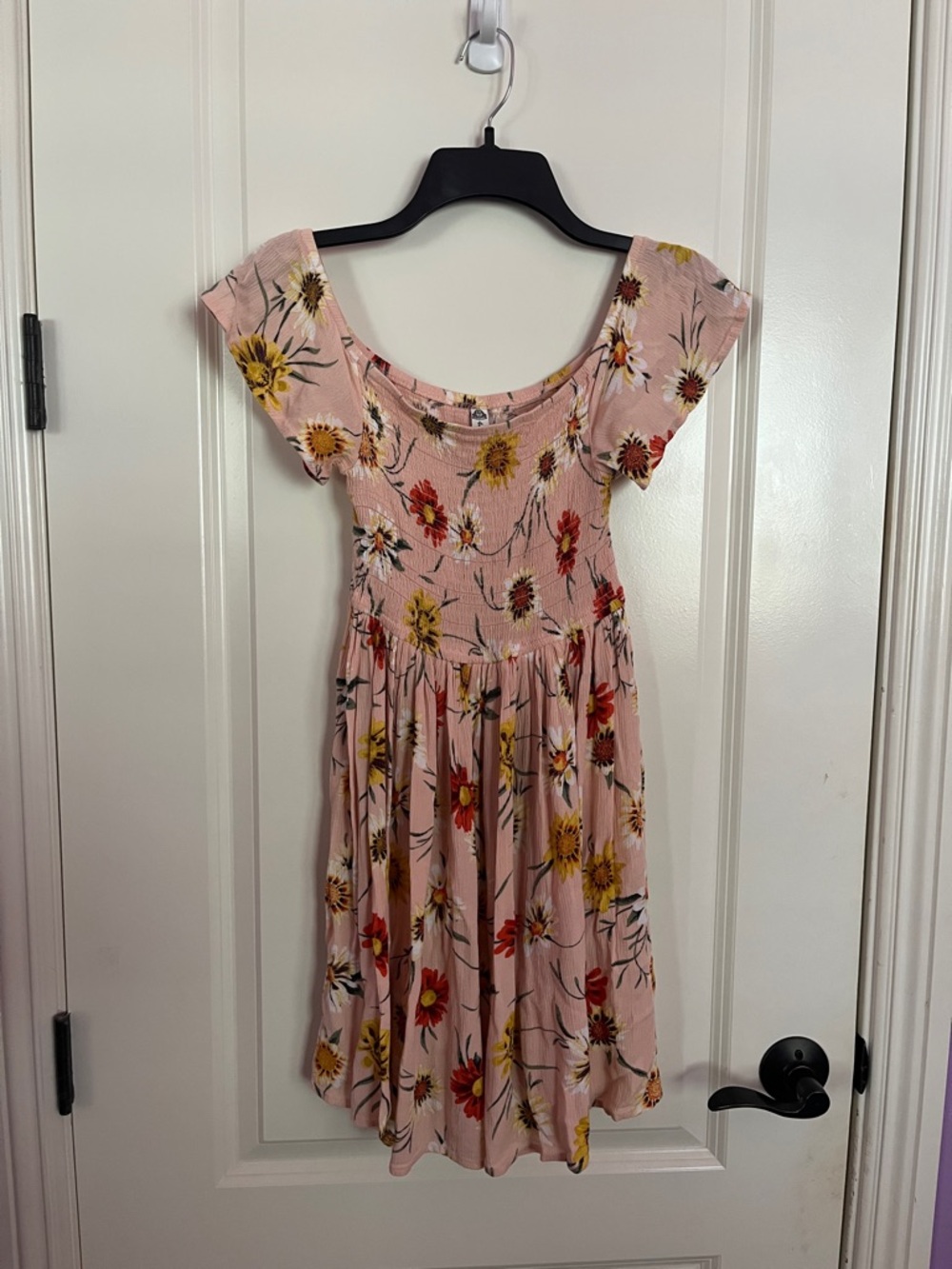 American Rag Pink Floral Smocked Midi Dress Size S